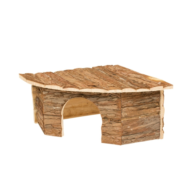 Duvoplus Eck-Kleintierhaus mit Rinde - 30 x 30 x 16cm