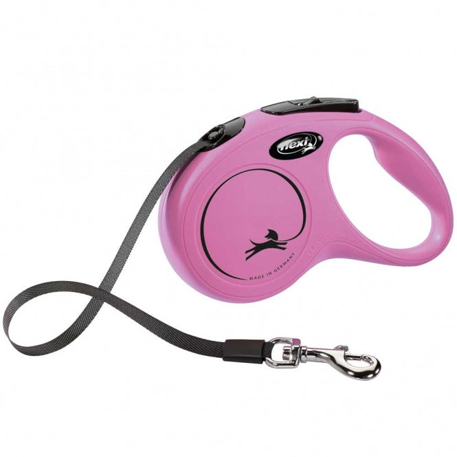 FLEXI Rollleine New CLASSIC Gurt - 5m, bis 15kg - Pink