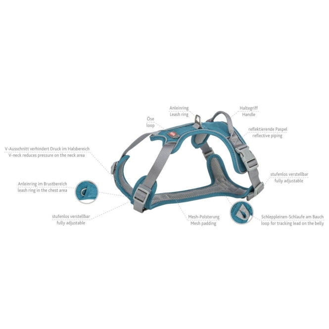 Trixie Premium Active Geschirr - petrol - 35–50 cm/15 mm
