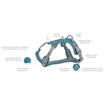 Trixie Premium Active Geschirr - petrol - 69–87 cm/25 mm